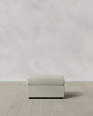 Brennan Ottoman in Performance Basketweave - One Size / Flax