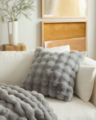 Ruched Faux Fur Pillow Cover - 20x20 / Glacier