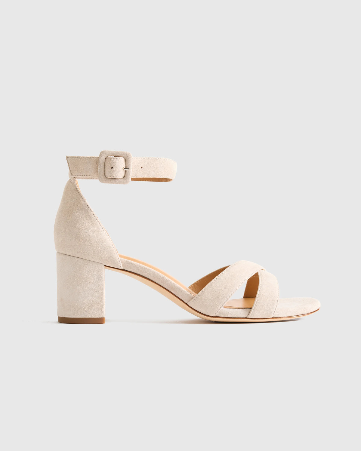 Italian Leather Crisscross Block Heel Sandal - 5 / Black Suede