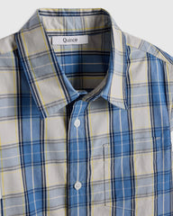 100% Cotton Poplin Printed Long Sleeve Button Down - 6 / Blue Multi Plaid