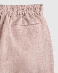 100% European Linen Drawstring Shorts - 6 / Vintage Pink Chambray