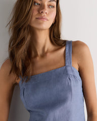 100% European Linen Fitted Tank - XS / Moonstone Blue