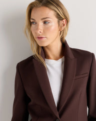 Ultra-Stretch Ponte Single-Breasted Blazer - XS / Espresso