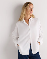 Vintage Wash Tencel Dolman Long Sleeve Shirt - XS / White