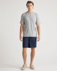 Cotton Modal Short Sleeve Henley Tee - S / Heather Grey