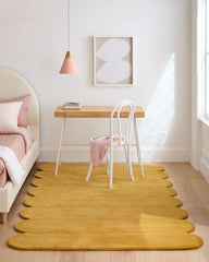Scalloped Border Hand-Tufted Rug - 5' x 8' / Mustard