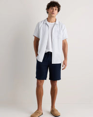 100% European Linen Camp Shirt - XS / Sky Blue Mariner Stripe