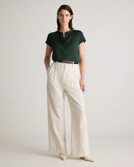 Washable Stretch Silk Dolman Sleeve Blouse - XS / Forest Green