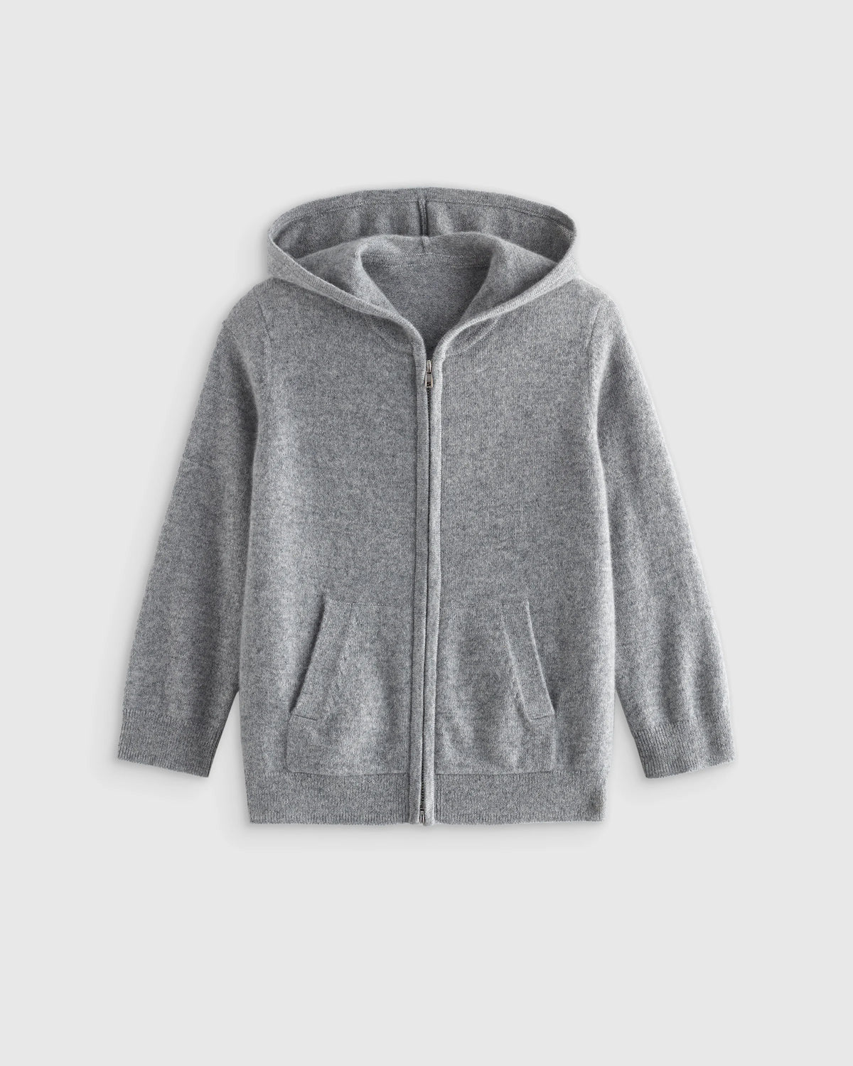 Washable Cashmere Full Zip Hoodie - 6 / Heather Grey