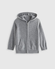 Washable Cashmere Full Zip Hoodie - 6 / Heather Grey