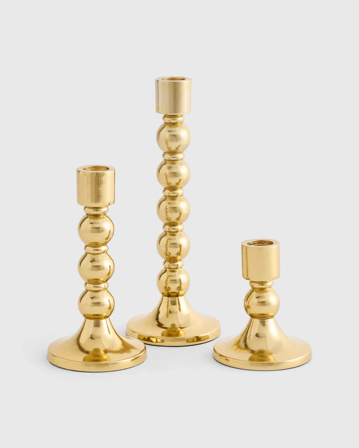 Brass Candlestick Holders (Set of 3) - Set of 3 / Brass