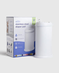 Ubbi Fluted Stainless Steel Diaper Pail - One Size / Matte White Fluted
