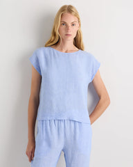 100% European Linen Pajama Set - XS / French Blue