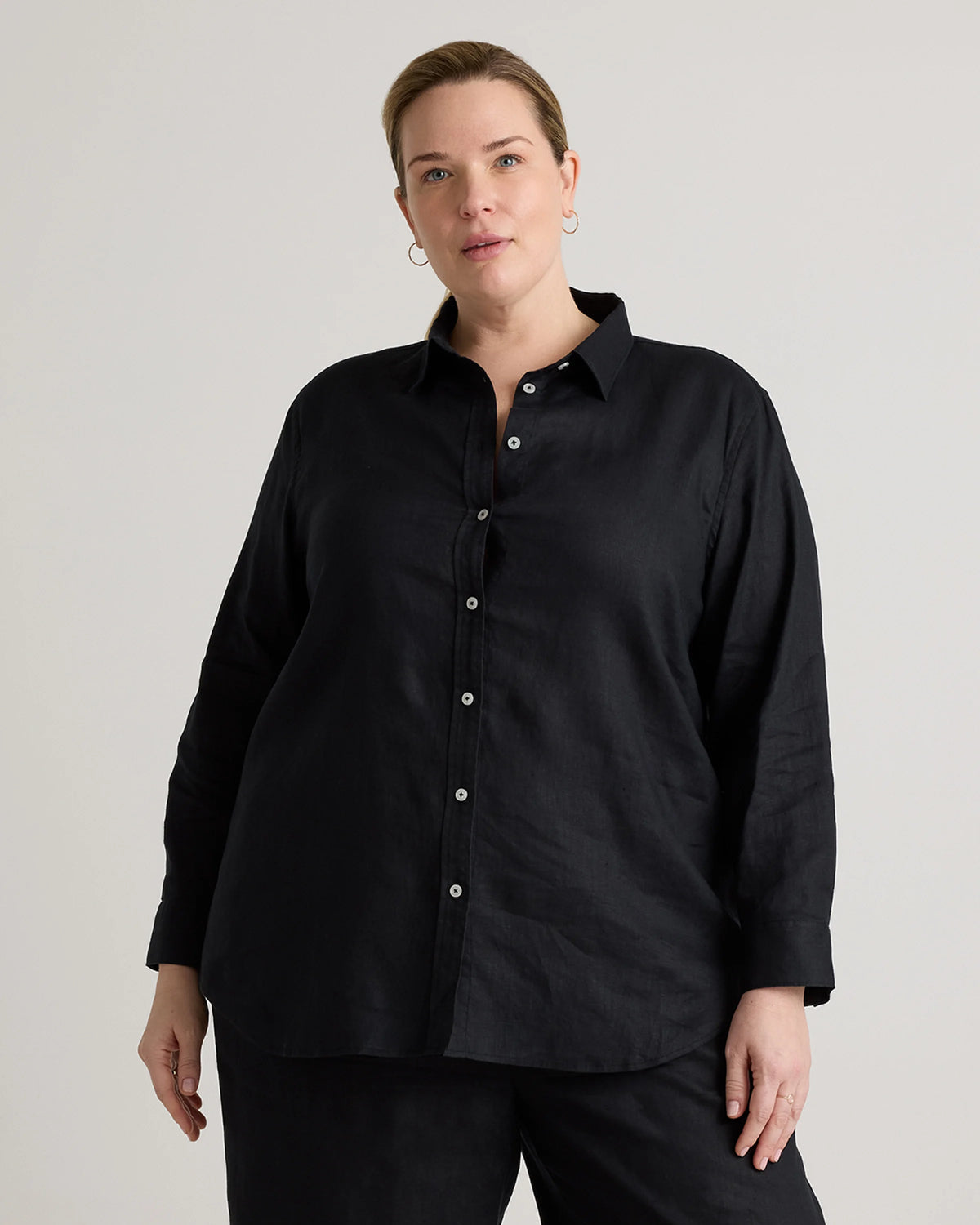 100% European Linen Long Sleeve Shirt - 1X / Flax