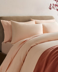 European Linen Duvet Cover Set - Twin / Peach