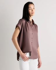 Vintage Wash Tencel Camp Shirt - XS / Taupe Brown