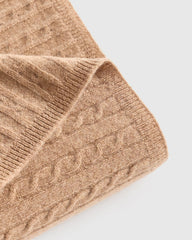 Mongolian Cashmere Cable Knit Baby Blanket - One Size / Teak