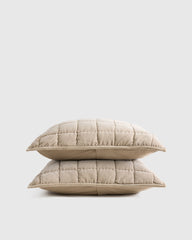 Cotton Velvet Box Quilted Sham Set - Standard / Terracotta
