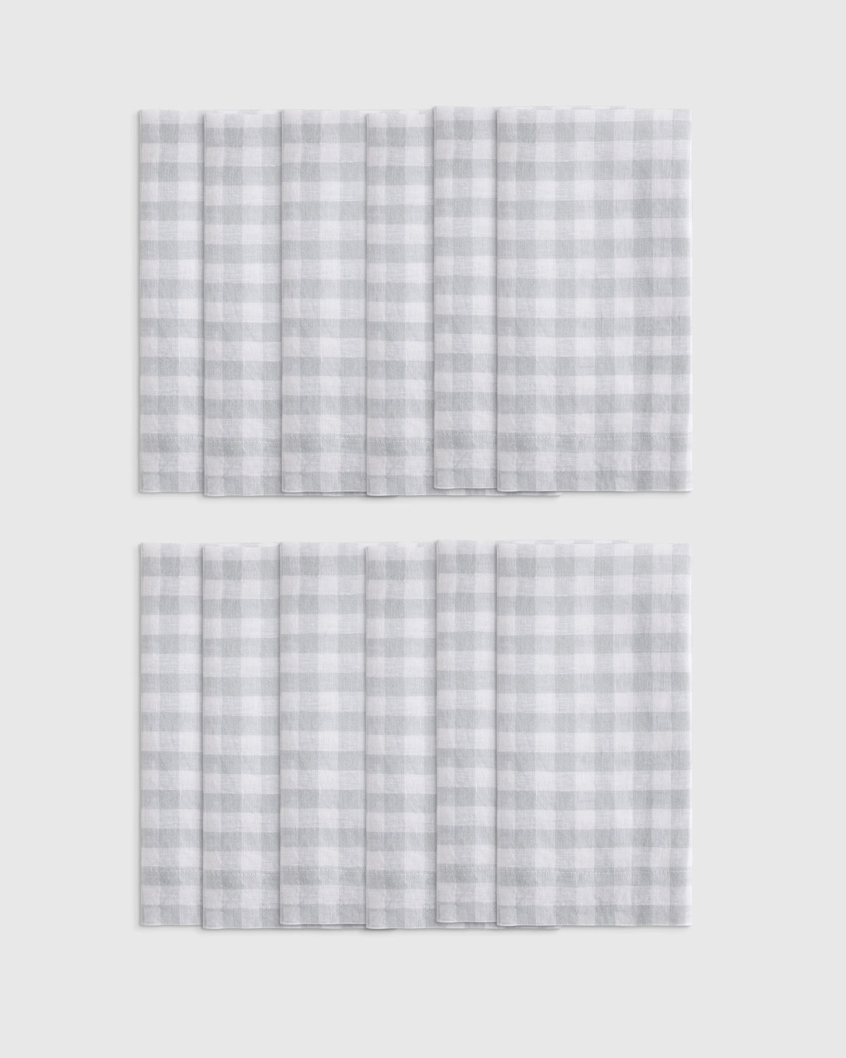 European Linen Wide-Hem Napkins (Set of 12) - One Size / Willowleaf Gingham