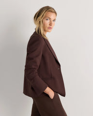 Ultra-Stretch Ponte Single-Breasted Blazer - XS / Espresso