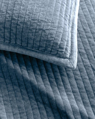Cotton Velvet Channel Quilted Sham Set - Standard / Glacier Blue