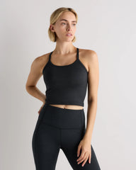 Ultra-Soft Y-Back Cropped Bra Tank - XS / Heather Black