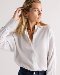 Vintage Wash Tencel Dolman Long Sleeve Shirt - XS / White