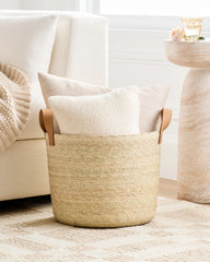 Handwoven Round Palm Baskets (Set of 3) - Set of 3 / Natural