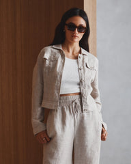 100% European Linen Jacket - XS / Flax