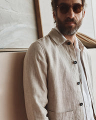 100% European Linen Chore Jacket - S / Flax