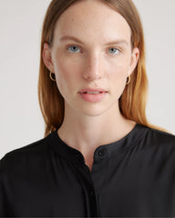 Washable Stretch Silk Midi Shirt Dress - XS / Black