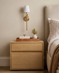 Flora Iron Sconce with Linen Shade - One Size / Brass