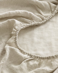 European Linen Chambray Fitted Sheet Set - Twin / Natural