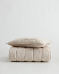 European Linen Toddler Quilt & Sham Set - One Size / White