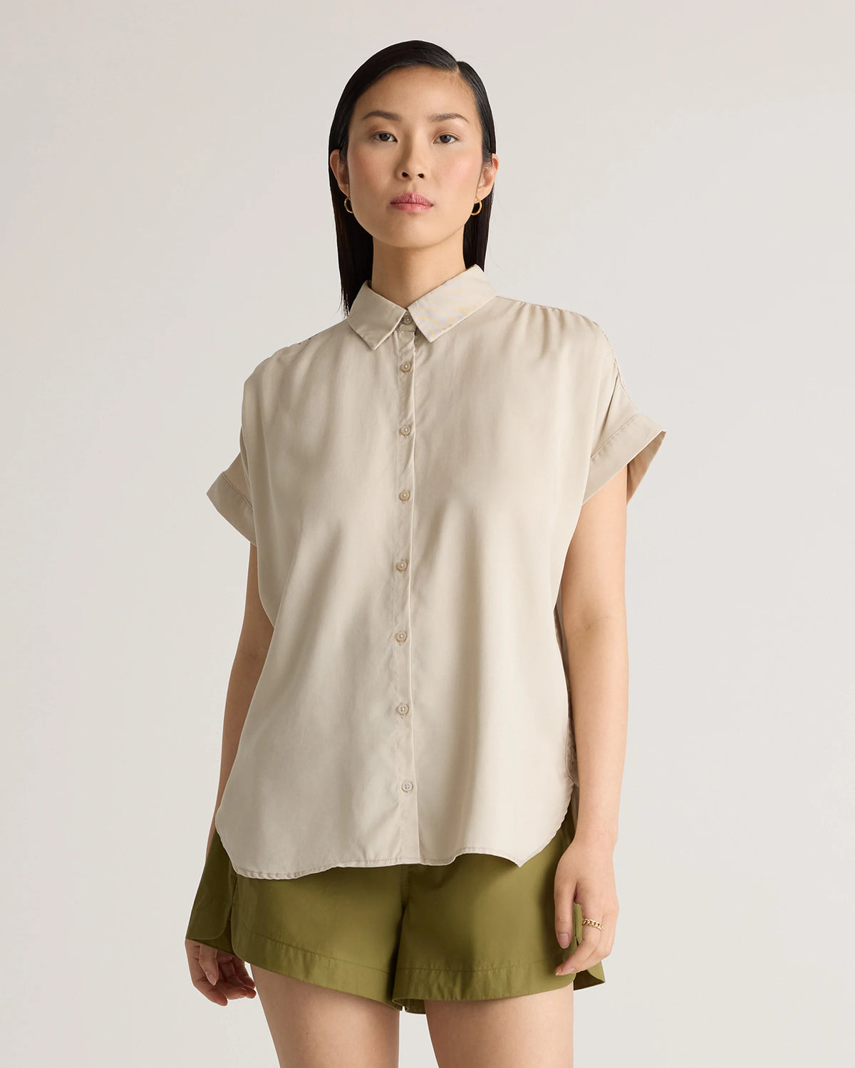 Vintage Wash Tencel Camp Shirt - XS / Taupe Brown