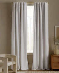 European Linen True Blackout Curtain - Single Panel - 48x84 / White