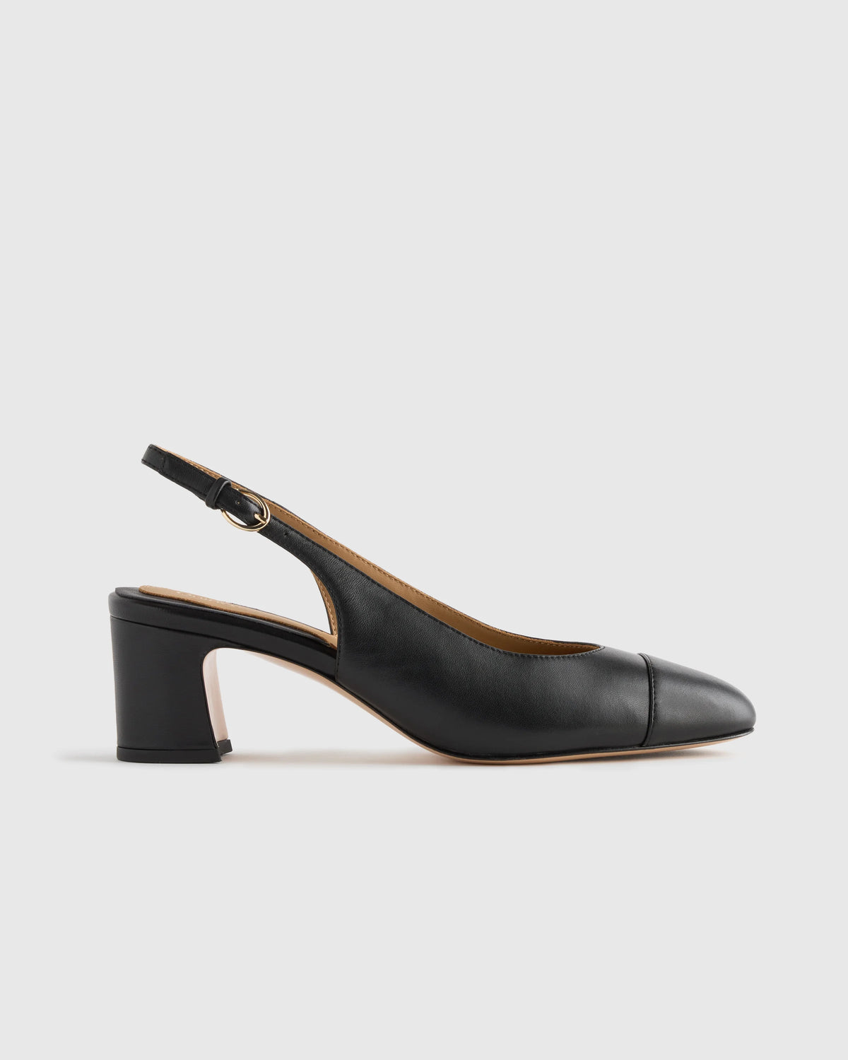 Italian Leather 65mm Cap Toe Slingback - 5 / Cashew