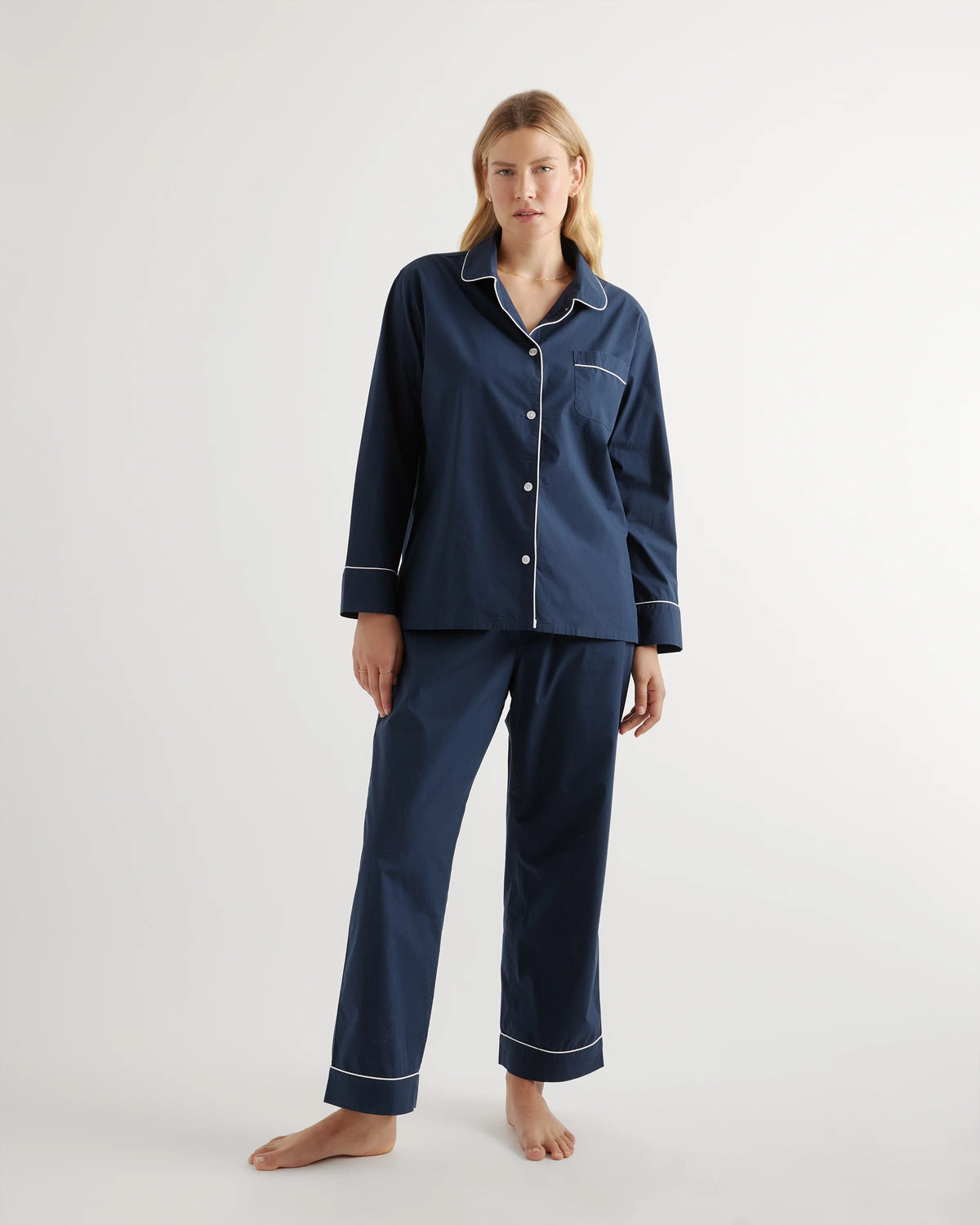 100% Cotton Pajama Set - XS / Navy