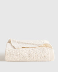 Mongolian Cashmere Pointelle Baby Blanket - One Size / Ivory