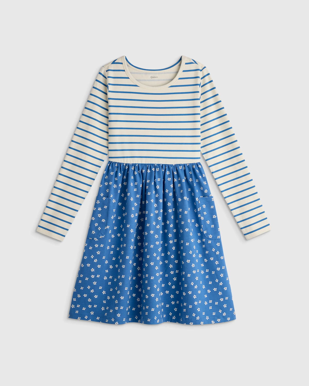 Organic Cotton Long Sleeve Fit and Flare Pocket Dress - 6 / Purple Poppy Garden