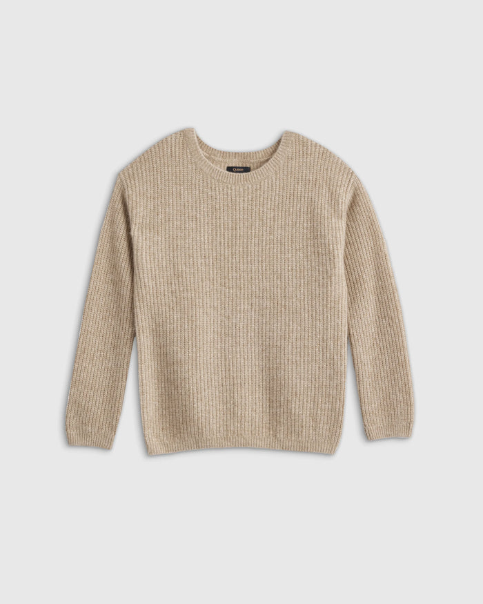 Washable Cashmere Fisherman Tunic Sweater - 6 / Oatmeal