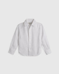 100% European Linen Long Sleeve Shirt - 2T / Sky Blue Mariner Stripe