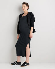 Ultra-Soft Maternity Midi Dress - XS / Heather Black