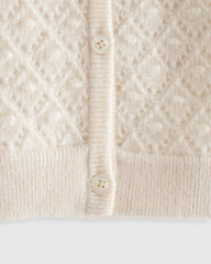 Washable Cashmere Pointelle Cardigan - 0-3M / Ivory