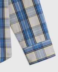 100% Cotton Poplin Printed Long Sleeve Button Down - 6 / Blue Multi Plaid