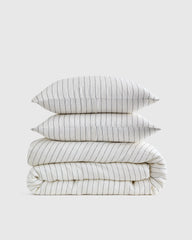 European Linen Stripe Duvet Cover Set - Twin / Natural/White Stripe