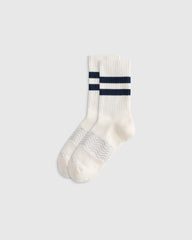 Everyday Cotton Varsity Stripes Half-Crew Sock (4-Pack) - S / Ivory/Navy Stripe