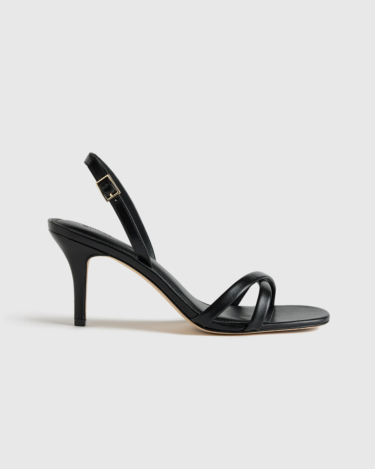 Italian Leather 75mm Slingback Heeled Sandal - 5 / Black