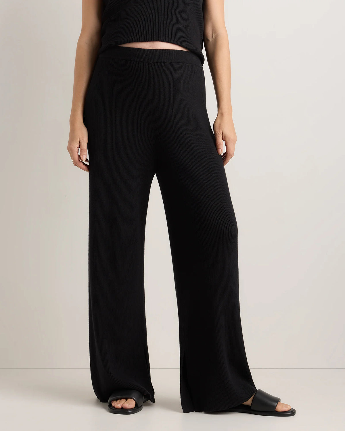 Cotton Cashmere Maternity Wide Leg Pants - XS / Heather Charcoal