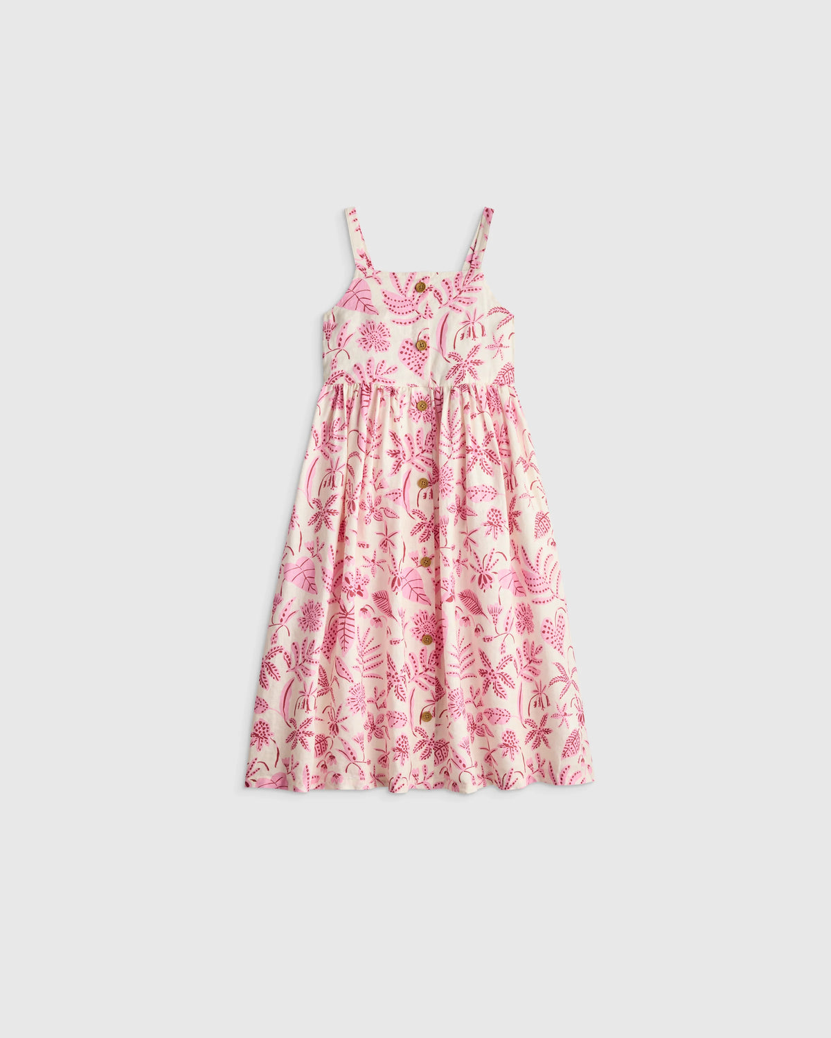 Girls Sleeveless 100% Linen Dress - 2T / White